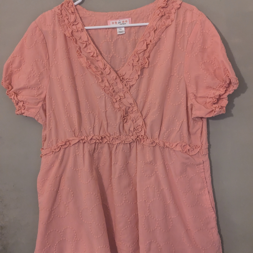 Women's Coral Ruffle Top
